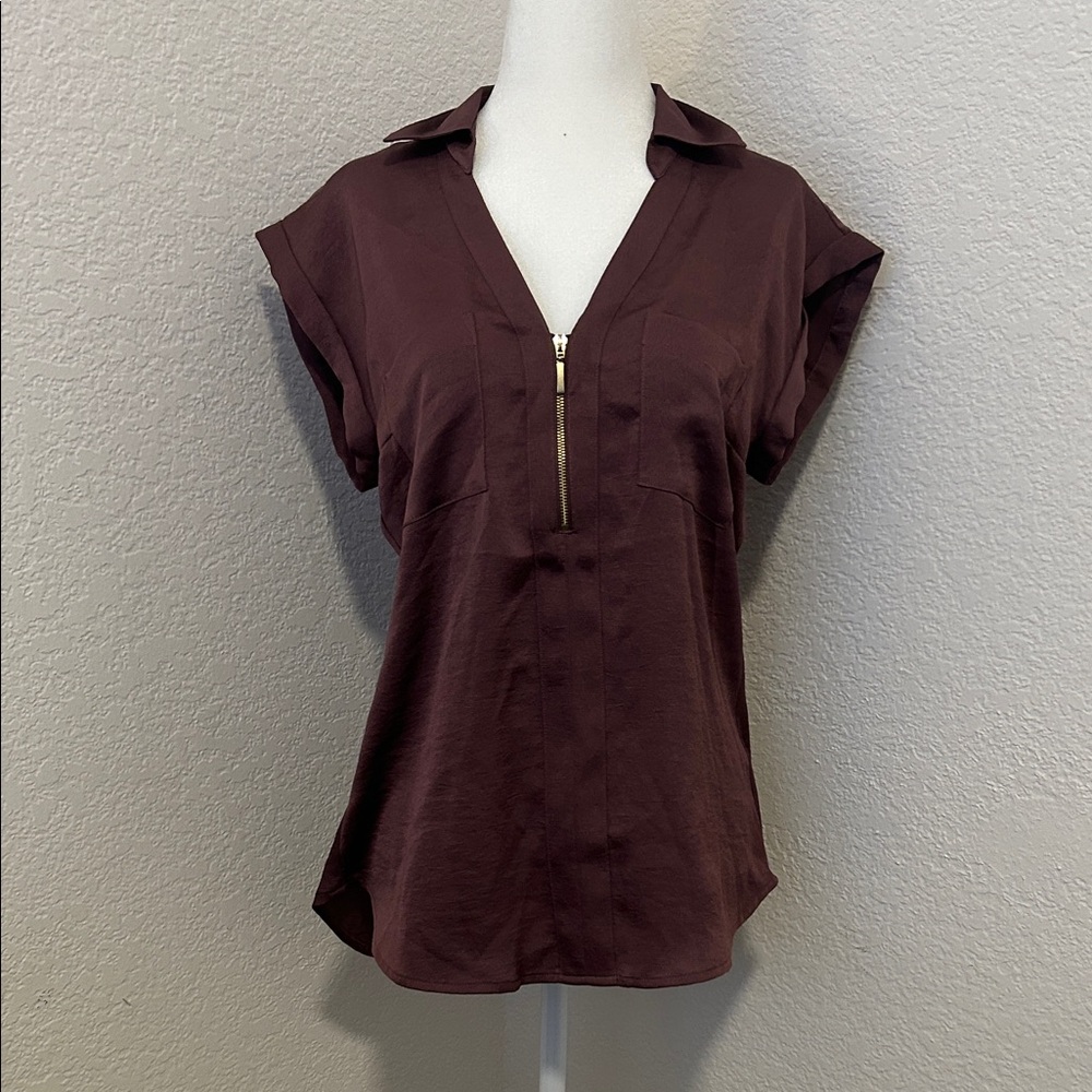 Express Purple Zip-Front Blouse
